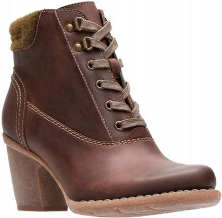 CLARKS Botki damskie Carleta Crane brązowe skórzane na zamek 37 - zdjęcie 2