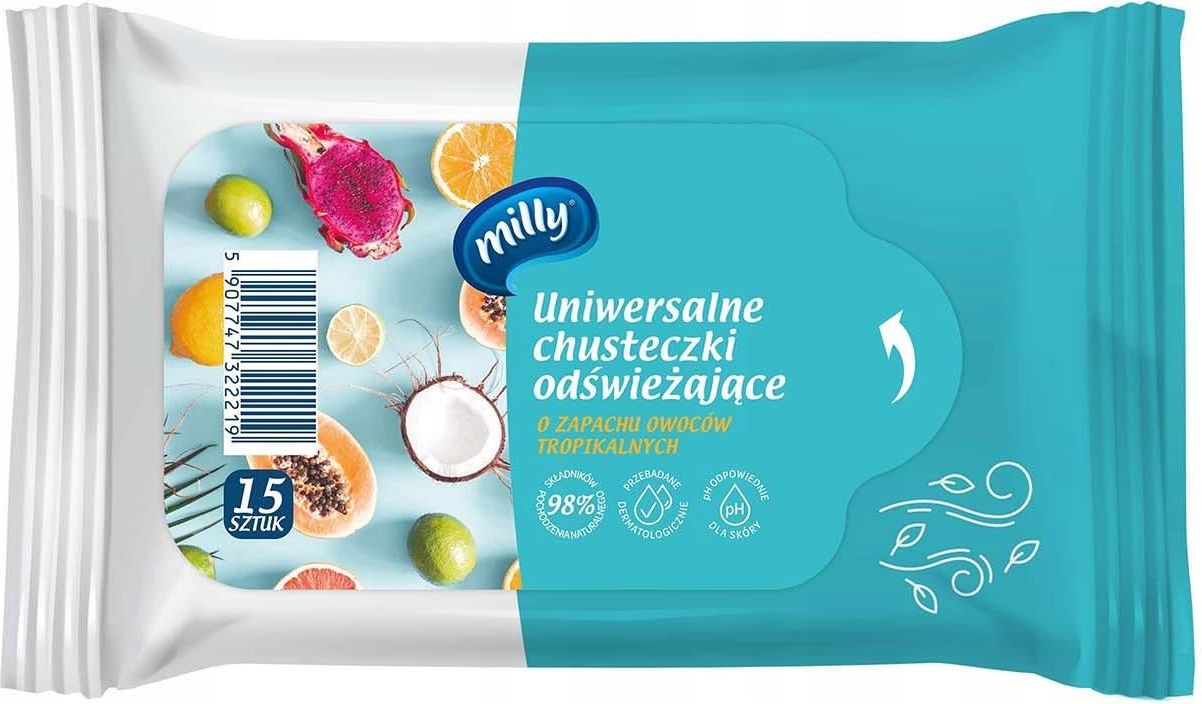 Zdjęcie Milly Chusteczki Odświeżające Owoce Tropikalne 15szt. 1op. - Świebodzin
