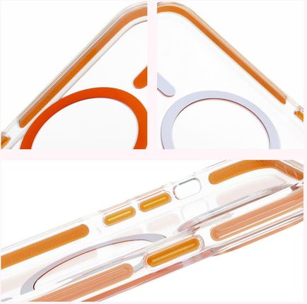 Bizon Etui Z Pierścieniem Magnetycznym Case Marco Do Iphone 14 Pro Przezroczyste Pomarańczową Ramką - zdjęcie 4