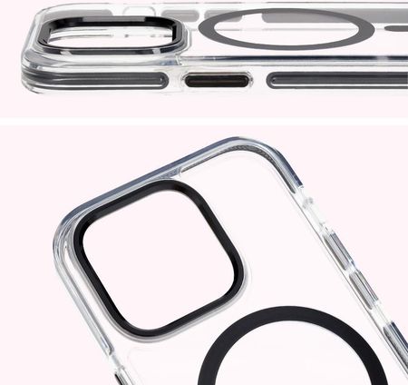 Bizon Etui Z Pierścieniem Magnetycznym Case Marco Do Iphone 14 Pro Przezroczyste Czarną Ramką - zdjęcie 5