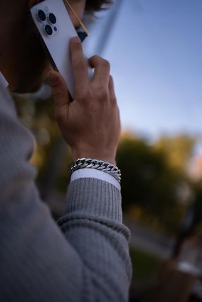 Luxmen Bransoletka Męska Srebrna Pancerka Gruba Bransoleta 15MM 96G Grawer - zdjęcie 3