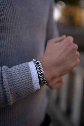 Luxmen Bransoletka Męska Srebrna Pancerka Gruba Bransoleta 15MM 96G Grawer - zdjęcie 5