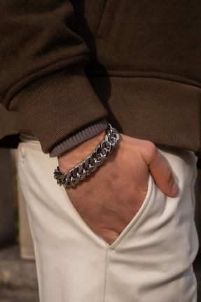 Luxmen Bransoletka Męska Srebrna Pancerka Gruba Bransoleta 15MM 96G Grawer - zdjęcie 6