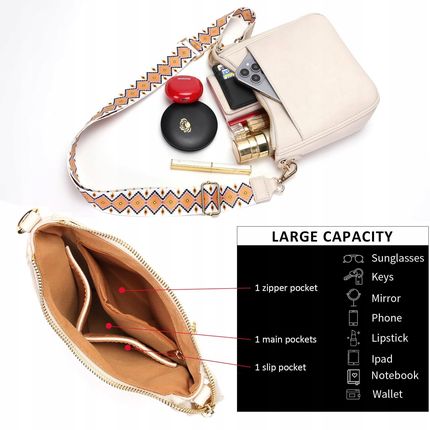 SOGYECS Torebka Damska Mała Na Ramię Beżowa Crossbody - zdjęcie 2