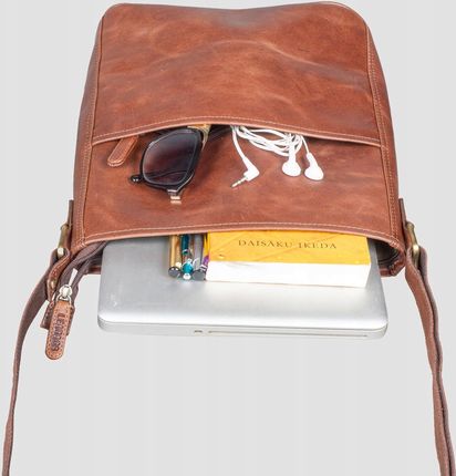 LEABAGS Skórzana Torebka Damska Vintage Cognac Na Ramię Praca - zdjęcie 2