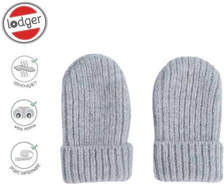 Lodger Rękawiczki dziecięce z wełny merino 100% szare Drizzle 1-2 l - zdjęcie 5