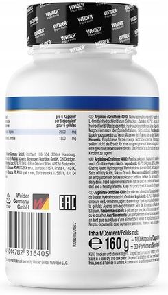 Weider Arginine+Ornithine 4000 - 180Kaps - zdjęcie 2