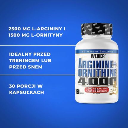 Weider Arginine+Ornithine 4000 - 180Kaps - zdjęcie 4