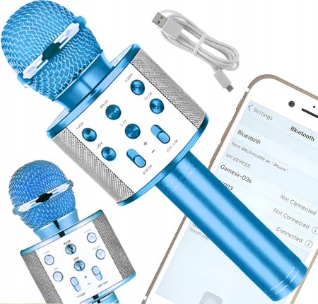 MIKROFON BLUETOOTH BEZPRZEWODOWY DO NAGRYWANIA ŚPIEWU KARAOKE GŁOŚNIK USB - zdjęcie 2