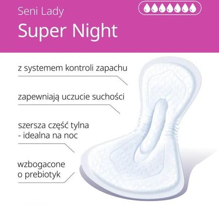 Seni Lady Super Night Wkładki Urologiczne Dla Kobiet 12Szt. - zdjęcie 2
