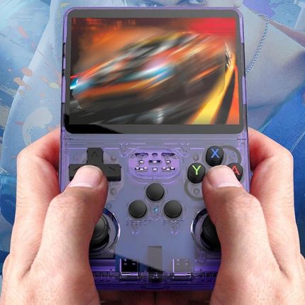 R36S Handheld, 3.5-inch IPS Screen, Linux System, 32G+128GB - Transparent Purple - zdjęcie 5
