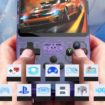 R36S Handheld, 3.5-inch IPS Screen, Linux System, 32G+128GB - Transparent Purple - zdjęcie 3