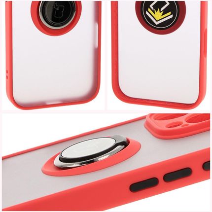 Bizon Etui Z Uchwytem Na Palec Case Hybrid Ring Do Iphone 16 Pro Przydymione Czerwoną Ramką - zdjęcie 5