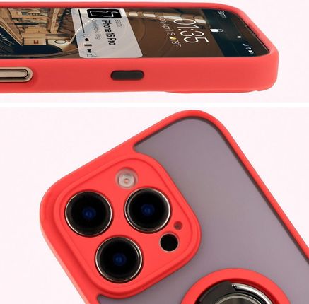 Bizon Etui Z Uchwytem Na Palec Case Hybrid Ring Do Iphone 16 Pro Przydymione Czerwoną Ramką - zdjęcie 2