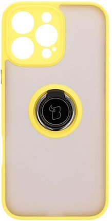 Bizon Etui Z Uchwytem Na Palec Case Hybrid Ring Do Iphone 16 Pro Max Przydymione Żółtą Ramką - zdjęcie 6