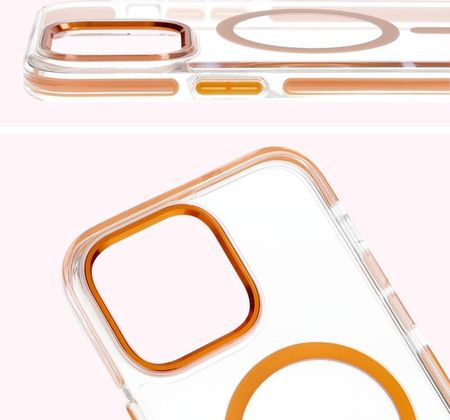 Bizon Etui Z Pierścieniem Magnetycznym Case Marco Do Iphone 14 Pro Max Przezroczyste Pomarańczową Ramką - zdjęcie 6