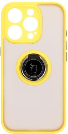 Bizon Etui Z Uchwytem Na Palec Case Hybrid Ring Do Iphone 16 Pro Przydymione Żółtą Ramką - zdjęcie 3