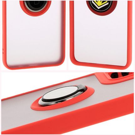 Bizon Etui Z Uchwytem Na Palec Case Hybrid Ring Do Motorola Moto G35 5G Przydymione Czerwoną Ramką - zdjęcie 5