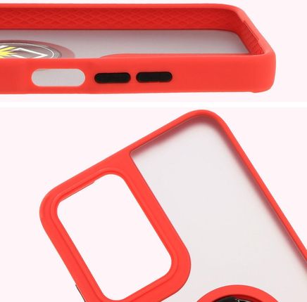 Bizon Etui Z Uchwytem Na Palec Case Hybrid Ring Do Motorola Moto G35 5G Przydymione Czerwoną Ramką - zdjęcie 4