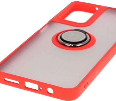 Bizon Etui Z Uchwytem Na Palec Case Hybrid Ring Do Motorola Moto G35 5G Przydymione Czerwoną Ramką - zdjęcie 3