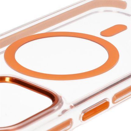 Bizon Etui Z Pierścieniem Magnetycznym Case Marco Do Iphone 15 Pro Max Przezroczyste Pomarańczową Ramką - zdjęcie 5