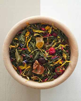 Green Essence Herbata Zielona Sencha Rajski Ptak 50g Papaja Ananas Nagietek Bławatek Mix - zdjęcie 2