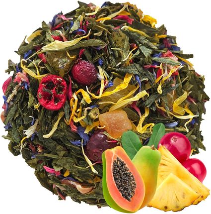 Green Essence Herbata Zielona Sencha Rajski Ptak 50g Papaja Ananas Nagietek Bławatek Mix - zdjęcie 4