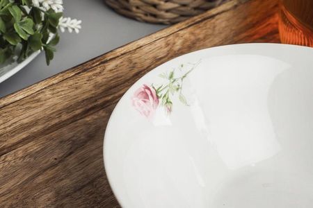 Salaterka ceramiczna miseczka biała wzór różyczka okrągła szkło 17,5cm 0171 1754798445 - zdjęcie 3