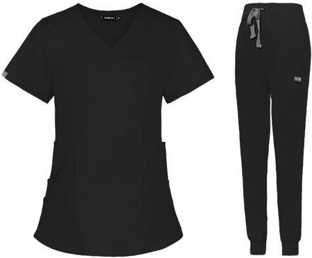 Komplet Medyczny Damski Scrub Uniform, Model Cure, Kolor Black, Rozmiar L - zdjęcie 2
