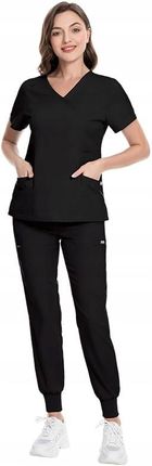 Komplet Medyczny Damski Scrub Uniform, Model Cure, Kolor Black, Rozmiar L - zdjęcie 5