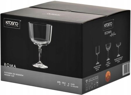 Krosno Pucharki Czarki Do Lodów Deserów Na Nóżce Duże Roma Komplet 4szt. Zestaw - zdjęcie 4