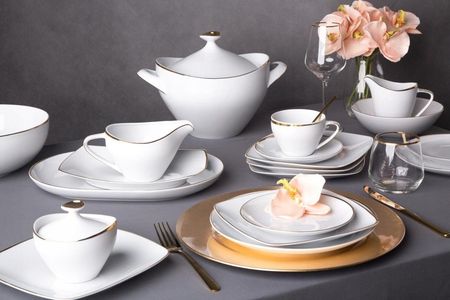 Mariapaula Zestaw Obiadowy Dla 12 Osób Porcelana Moderna Gold 42 Ele Złote - zdjęcie 2