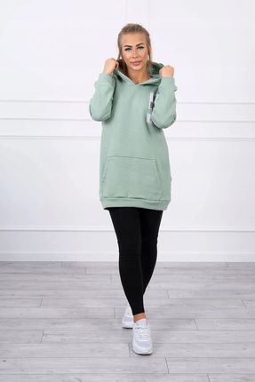 Bluza z kapturem z naszywkami ciemno miętowa - zdjęcie 3