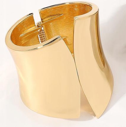 Złota Bransoletka Kleopatra Bangle Sztywna Stylowa Mankiet - zdjęcie 2
