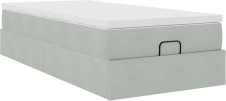vidaXL Rama Łóżka Otomana Z Materacem Szara 90X190 Cm Aksamit (3311153) - zdjęcie 3