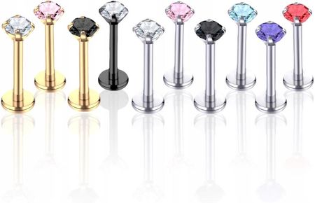 Bizu Piercing Helix Tytanowy Labret z cyrkonią 1,2/8/3 - zdjęcie 4