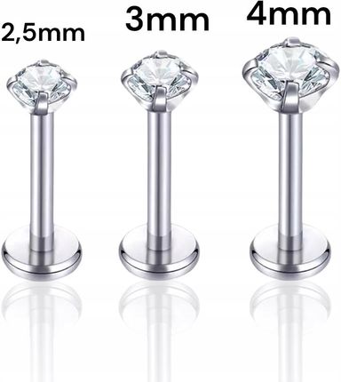 Bizu Piercing Helix Tytanowy Labret z cyrkonią 1,2/8/3 - zdjęcie 3