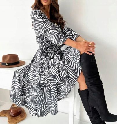 ELEGANCKA MIDI SUKIENKA SUKNIA STYLOWA KLASYCZNA GEOMETRYCZNA ZB 44 XXL - zdjęcie 4