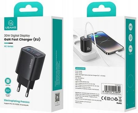 Usams Sieciowa 30W Gan Usb C A Fast Charging Xc Series Różowa - zdjęcie 5