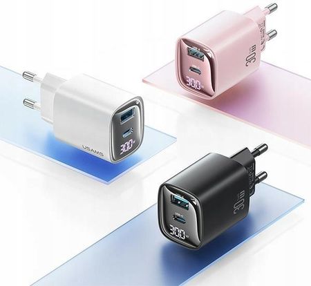 Usams Sieciowa 30W Gan Usb C A Fast Charging Xc Series Różowa - zdjęcie 4
