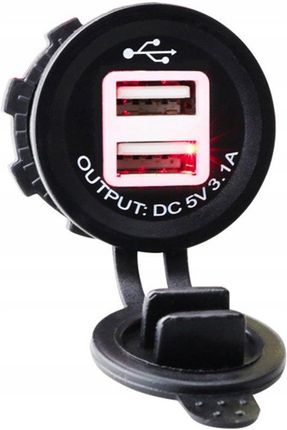 Ne Samochodowa Do Auta Zabudowy Usb 12V 24V 3 1A Czerwona - zdjęcie 2