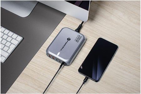 Forcell Stacja Ładująca F Energy Vt 51 200W 3X Usb C 2X A Pd Qc 4 0 Gan Iii Szara - zdjęcie 2
