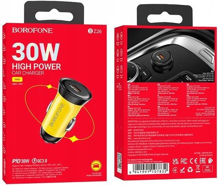 Borofone Bz26 Searcher Samochodowa Z Portem Typ C Pd 30W 3A Kolor Żółt - zdjęcie 4