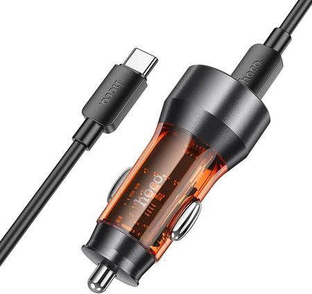 Hoco Samochodowa Usb Qc 18W Typ C 25W Kabel Typu Do Pd43W Nz12A Przezroczysty Pomarańczowy - zdjęcie 2