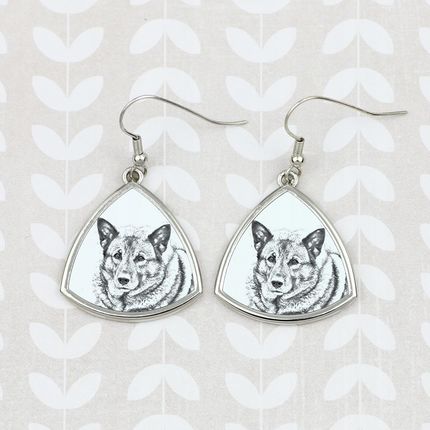 Art-Dog Elkhund trójkątne wiszące kolczyki z psem ze zdjęciem personalizowane - zdjęcie 2
