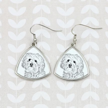 Art-Dog Bolończyk trójkątne wiszące kolczyki z psem ze zdjęciem personalizowane - zdjęcie 2