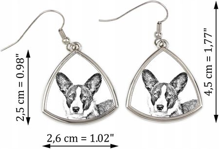 Art-Dog Cardigan Welsh Corgi trójkątne wiszące kolczyki z psem ze zdjęciem - zdjęcie 2
