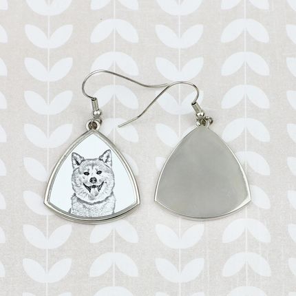 Art-Dog Akita trójkątne wiszące kolczyki z psem ze zdjęciem personalizowane - zdjęcie 3