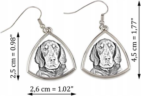 Art-Dog Black and tan coonhound I trójkątne wiszące kolczyki z psem ze zdjęciem - zdjęcie 3