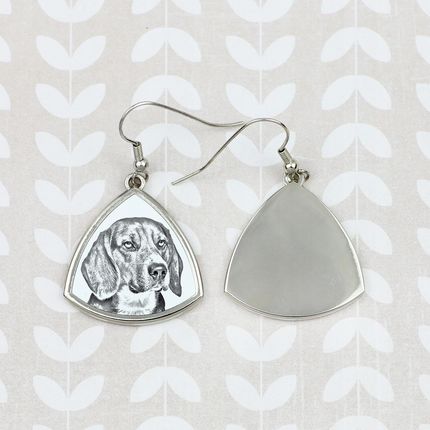 Art-Dog Beagle trójkątne wiszące kolczyki z psem ze zdjęciem personalizowane - zdjęcie 3
